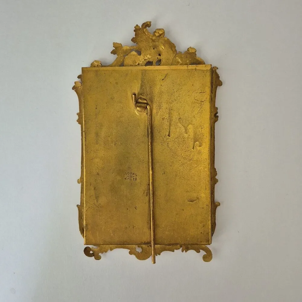 Royal M Mfg Co Gold Brass Ornate Wild Roses Rococo Picture Frame Vintage 1904